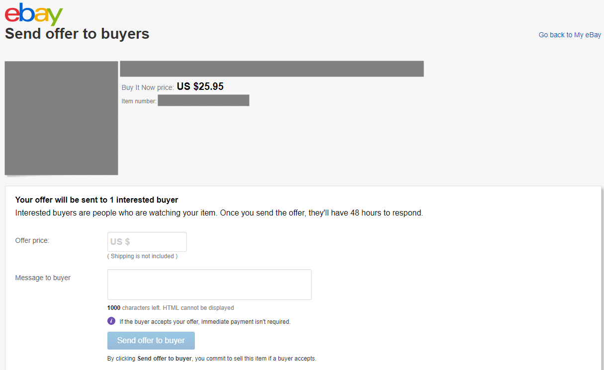 eBay Send Offer Page