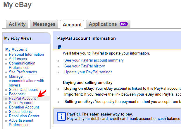 ebay paypal account setup