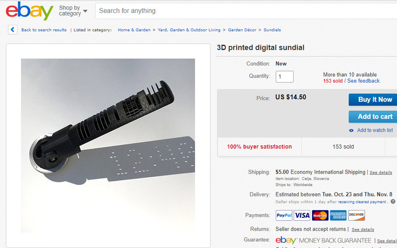 3d printed sundial on ebay